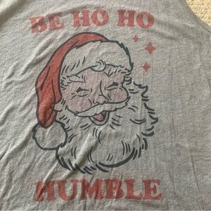 Tank Top for Holidays With Santa Graphic on Front in Grey Size Large